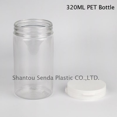 empty 320ml transparent pet cookie pull ring cap plastic bottles