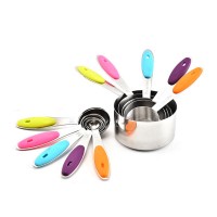 11 Piece Stainless Steel Measuring Cups and Spoons Set Including 5 Piece Measuring Cups and 5 Piece Measuring Spoons