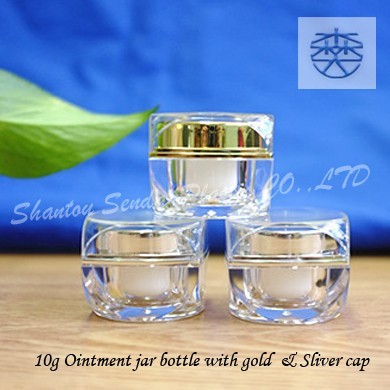 Mini Hard Square plastic packaging containers,10g cream jar bottle, luxury cosmetic bottle