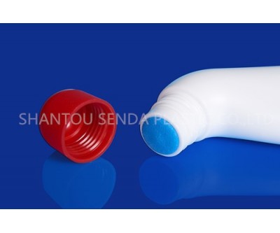 muscle ache analgesic liquid PE bent bottle, 50ml muscle pain reliever bottle, 50ml bent bottle with top sponge